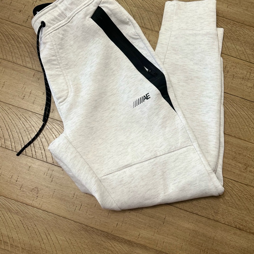 American Eagle Outfitters Cream Joggers with Black Details